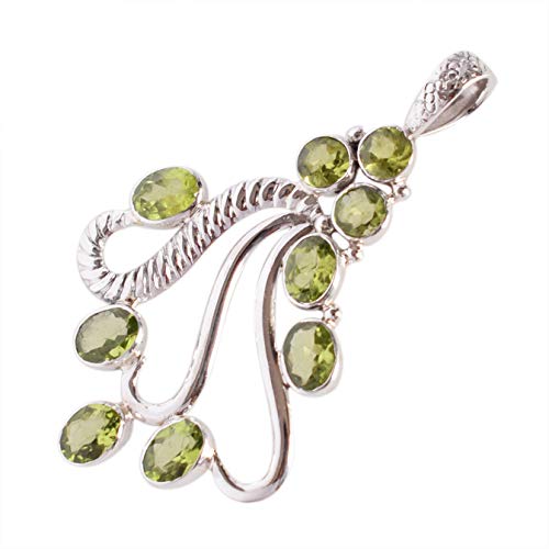 Collier argent 925 péridot naturel pendentif pierre verte chaîne 45cm