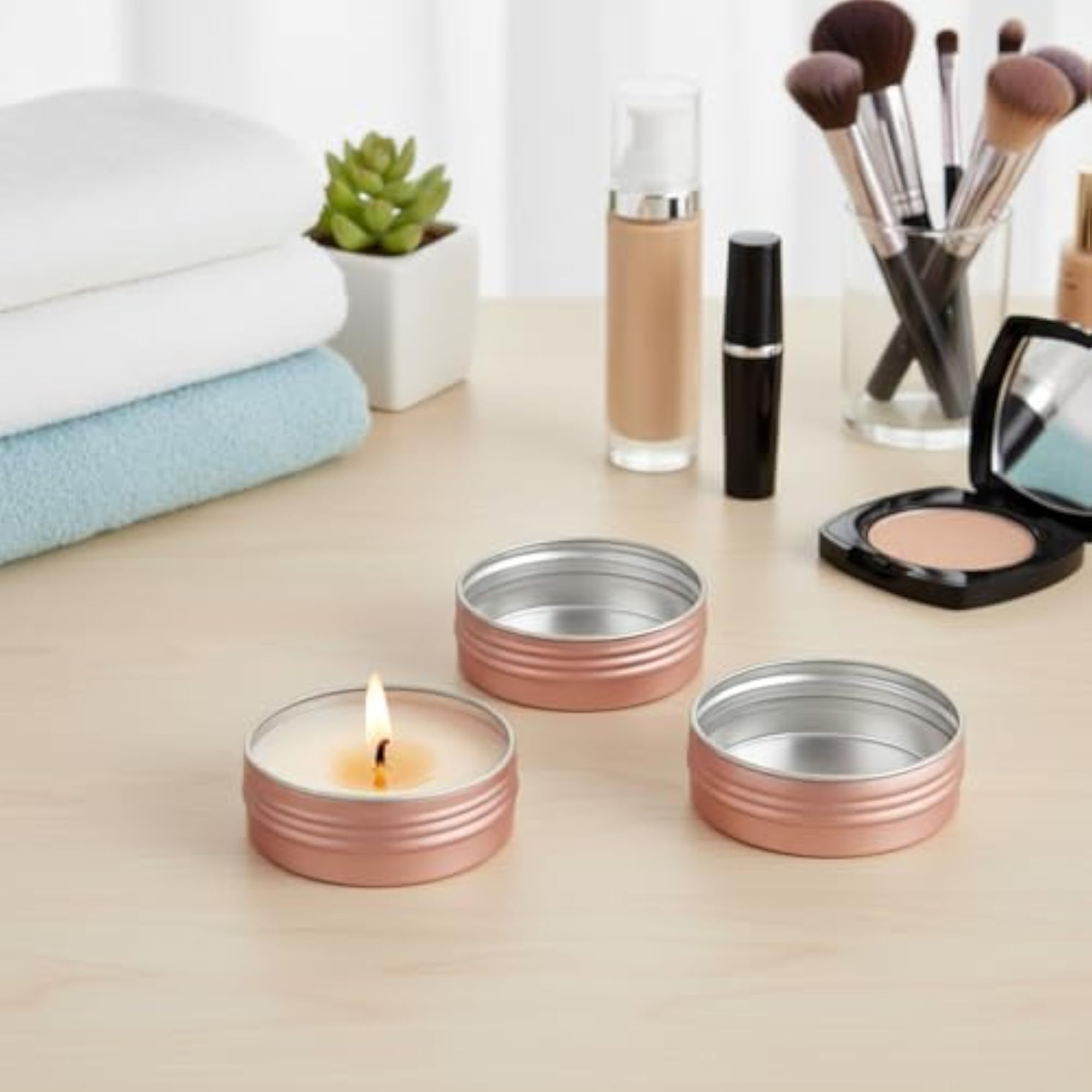 10Pcs 60ml Small Metal Tin Boxes with Threaded Lids