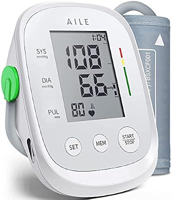 AILE Tensiómetro de Brazo Digital, Medidor Tension Arterial, Monitor De Presión Del Brazalete Tensiómetro 22cm-42cm, Aparato Para Medir La Tension Arterial (Blanco)