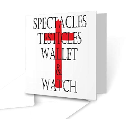 The Victorian Printing Co - Spectacles Testicles Wallet & Watch - Square Greeting Card