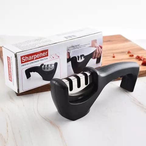 4-In-1 Knife Sharpener Kit 3-Stage Quality Kitchen Knife Accessories To Repair, Grind, Polish Blade, Professional Knife Sharpening Tool For Kitchen Knives (Black) #TOP3