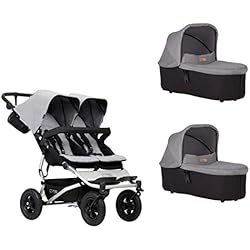 Cochecito Mountain Buggy Duet buggy V3 como cochecito de doble asiento + 2 capazos – Plata