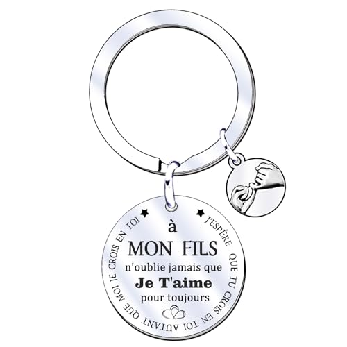QTQTLP Cadeaux Noel Fils Porte Clés Homme Cadeau D'anniversaire Garçon Enfant Je T'aime Mon Fils (1)