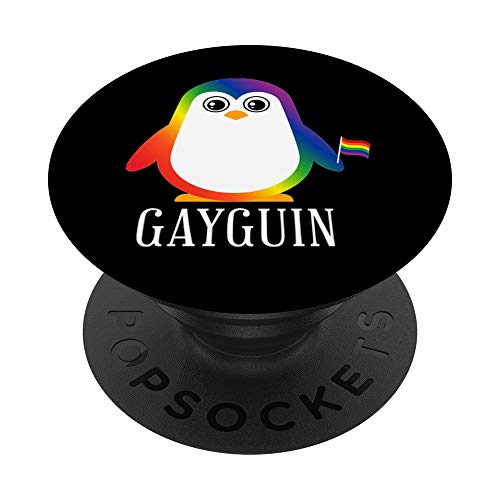 Gay Penguin Rainbow Pride Flag LGBTQ Cool LGBT Ally Gift PopSockets Swappable PopGrip