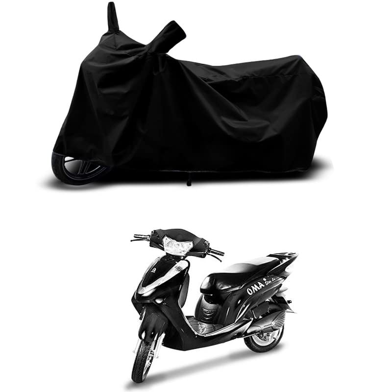 Image of 100% Scratchproof /UV-Rays /Heat Protection /Birds Dropping /Water Resistant /Dust Proof /Waterproof /Full Bike Scooty Two Wheeler Body Cover Compatible for Lohia Oma Star All Varients[Black]