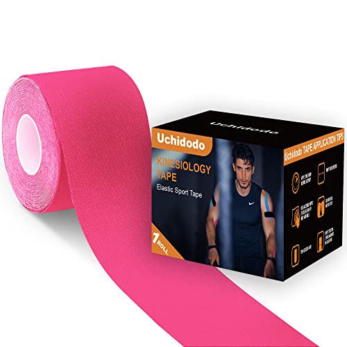 Kinesiotape,Cinta Kinesiología Tape 5 m x 5 cm Impermeable Elásticas Soporte Muscular y Recuperación de Lesiones para Deporte (ROSA)