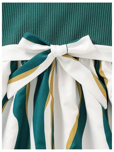 WDIRARA Girl's Printed Ruffle Cap Sleeve Belted Dress Crewneck Flared A Line Dress4