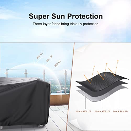 Patio Furniture Set Cover Waterproof, Mrrihand Outdoor Sectional Sofa Set Cover Heavy Duty 600D Table And Chair Set Cover 128" L×83" W×28" H #TOP6