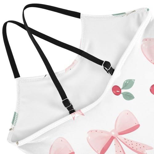 Cute Pink Bow Cherries Girls One Piece Swimsuit Beach Swimwear 208608704