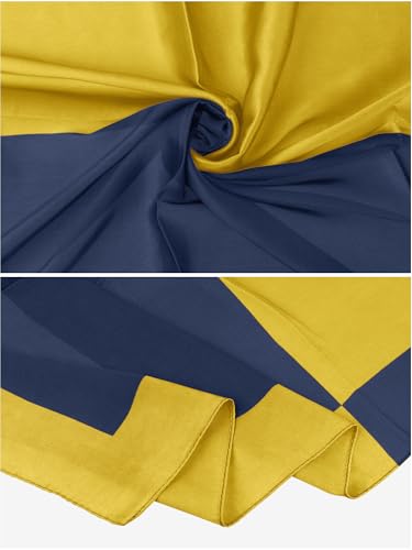 Women Contrast Color 35" Large Scarf, Satin Silk Feeling Symmetrical Square Neckerchief Head Wrap Bandanas4