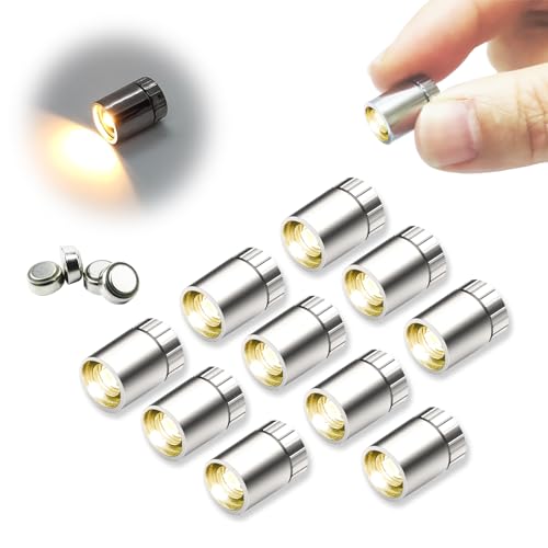 SUZEYAR 10 pcs Miniature Led Lights,Tiny Lights for Hand Craft/DIY,Miniature Lights Battery Powered, Dollhouse Light,Mini Lights for Toy Brick Building Blocks- 10 Pack (Warm White)