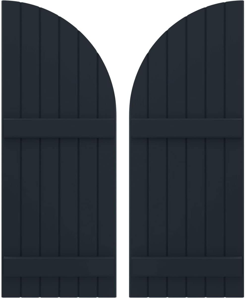 Ekena Millwork ARW101BQ621X60OBH Americraft Six 2 Exterior Real Wood Joined Board-n-Batten Shutters w/Arch Top (Per Pair), 60-in. H, Starless Night Blue