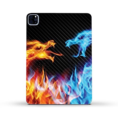 Image of MightySkins Carbon Fiber Skin Compatible with Apple iPad Pro 11 inch M2 4th Gen (2022) Full Wrap Kit - Dueling Dragons | Protective, Durable Textured Carbon Fiber Finish | Easy to Apply | Made in The USA