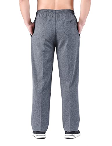 Zoulee Men's Front Zip Open-Bottom Sports Pants Sweatpants Trousers Dark Grey 2Xl #TOP5