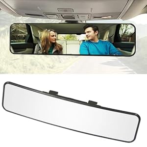 Kitbest Rear View Mirror, 290mm Convex Rearview Mirror Interior Clip on Wide Angle Rear View Mirror to Reduce Blind Spot Effectively for Cars SUV Trucks (290 x 74mm) White