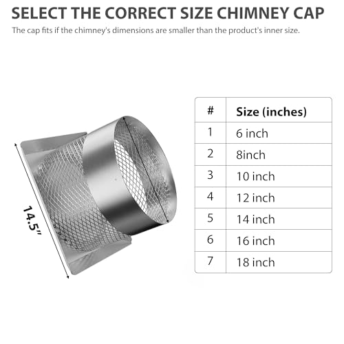 Garvee 12 Inch Round Chimney Cap with Mesh Screen, Stainless Steel Fireplace Flue Cap for Vent Pipes, All-Weather Chimney Top Protector by Garvee - Image 3