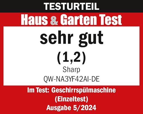 Sharp Geschirrspüler 60 cm freistehend | Spülmaschine | 14 Maßgedecke | 9 Programme | AquaStop | Auto-Door | Inverter Motor | leise 42 dB | Geschirrspüler 60cm | QuickWash | EcoWash | QW-NA3YF42AI-DE