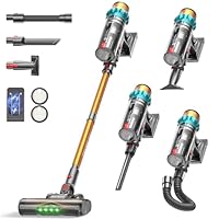 ElecKeys Cordless Vacuum Cleaner – 580W 48Kpa 65Mins Stick Vacuum Cleaners, Self-Standing, Widened Floor Brush, Green LED Light, 1.8L Dust Cup, LED Display, Anti-Tangle for Pet Hair, Carpets & Floors