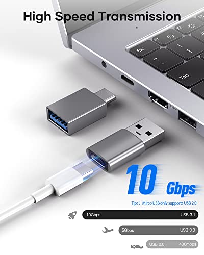 Usb C To Usb Adapter (4 Pack) 3.1 Usb C Female To Usb Male Adapter, Usb C To Micro Usb Adapter Otg, Type C Charger Converter Compatible With Iphone, Pc, Samsung, Ipad, Laptop, Macbook, Google, Airpods #TOP2