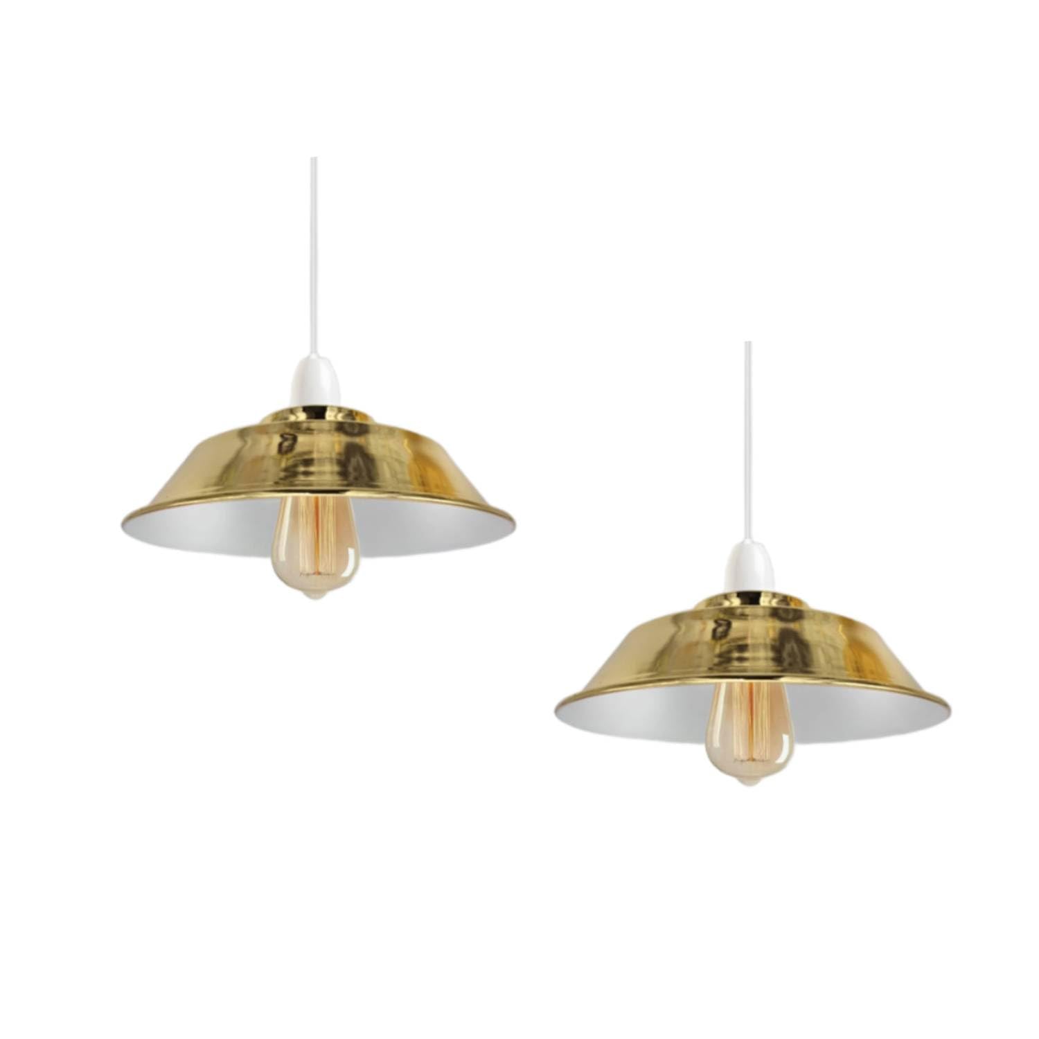 French Gold Metal Ceiling Lamp Shade 22cm Easy Fit Light Pendant Modern Ceiling Lighting Shade for Bedroom, Hallway, Office, Café, Restaurant Industrial Light Shade Ceiling Pendant