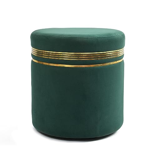 Image of NACIA Wooden Ottoman Stool for Living Room, Ottoman pouffes for Sitting, Puffy Chair Bench for Home Decor, Ottoman & Stools, Footrest Pouf Foot Stool for Office Room Decor, (16 inchx16 inchx17 inch, Green)