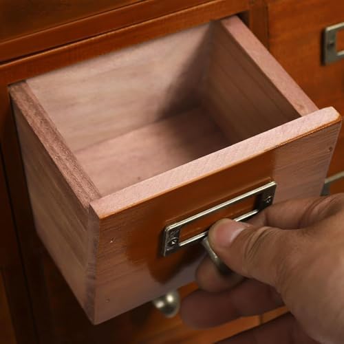 Drawers Apothecary Cabinet,Vintage Wooden Apothecary Storage Box - Multi-Level Drawer Organizer for Countertop - Traditional Card Catalog Cabinet for Home & Office Organization