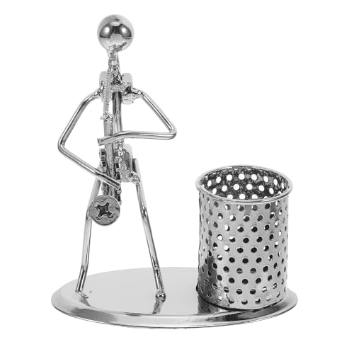 Operitacx Music Man Pen Holder Saxophone Shaped Iron Art Pencil Cup Desk Organizer for Home Office Student Use Music Saxophone Pen Pot