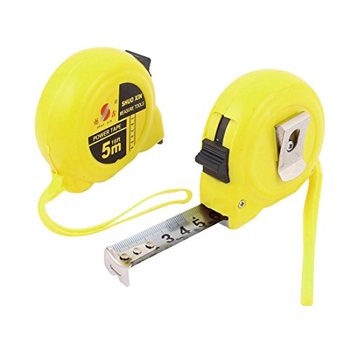 Aexit 5M Yellow Tools & Home Improvement Casing Retractable Lock Button Belt Clip Ruler Metric Tape Measuring Tool 2pcs Tape Measures w String