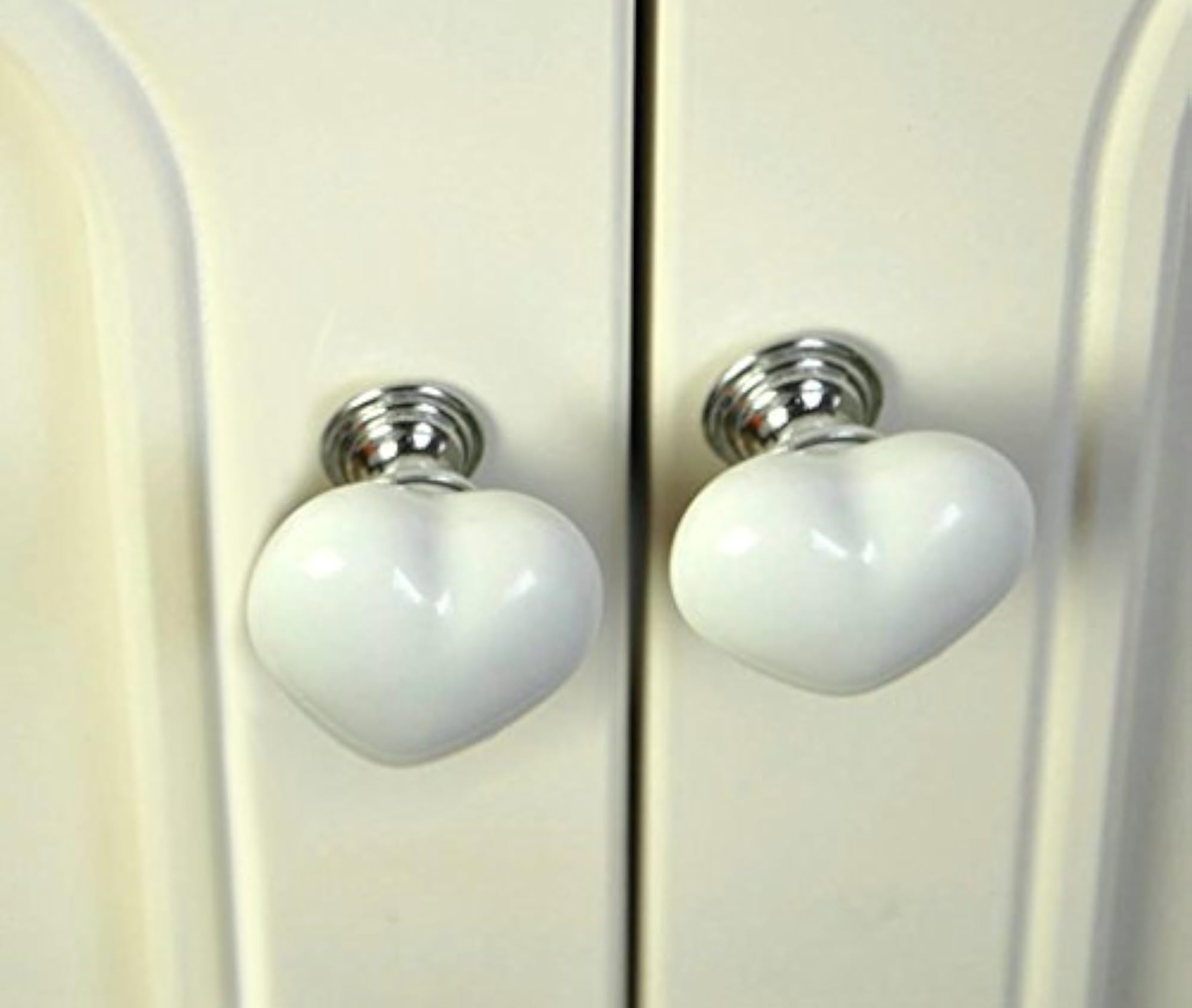 Heart Shaped Ceramic Door Drawer Bin Handle Pull Knob Hardware White