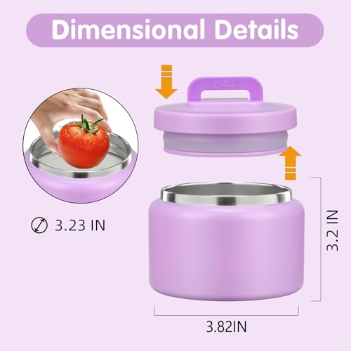 Image of JXXM 8 Oz Thermo Food Jar for Hot & Cold Food for Kids, Insulated Lunch Containers Hot Food Jar,Leak-Proof Vacuum Stainless Steel Wide Mouth Lunch Soup Thermo for School (Purple)