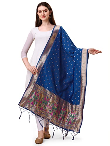 Image of DEVANGI Women's Woven Banarasi Silk Dupatta /Chunni For Women, Floral Print 1 Meter Wide and 2.3 Meter Length Printed Designer Dupatta /Chunni For Girls