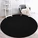 Gifeas Ultra Soft Round Area Rugs for Living Room Bedroom, 4x4 Feet Black Thickened Memory Foam Modern Indoor Circle Carpets, Non-Slip Comfy Circular Rug for Boys Girls Nursery Room Home Decor