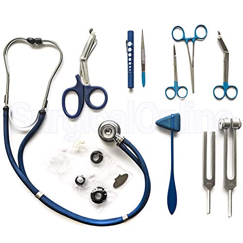 9 Piece Medical Diagnostic Nurse Kit in Blue Ideal for EMT, Nursing, Surgical, EMS and Medical Student (Blue)