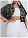 WDIRARA Women's Plus Size Camo Print Crop Denim Jacket Button Down Short Sleeve Jean Coat Camo Print XX-Large Plus