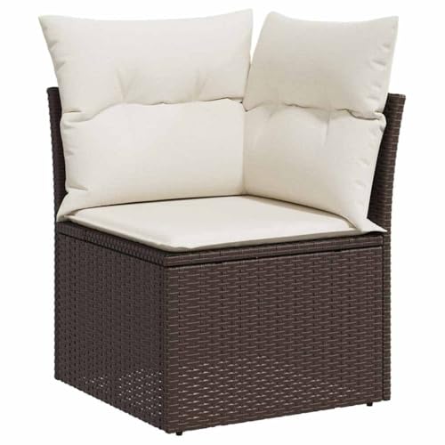 Canapé de jardin modulaire résine tressée cadre acier 5 pcs - 7
