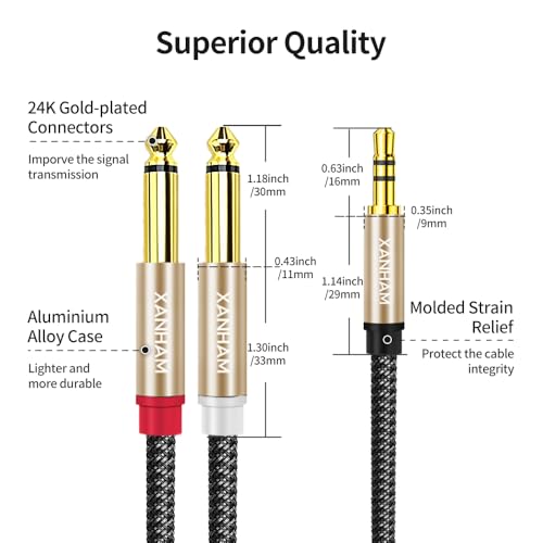 Cable TRS macho a conector TS dual de 6.35 mm divisor 3m Y 3