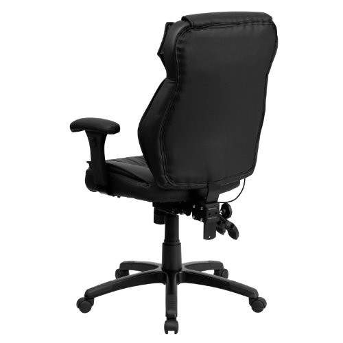 Flash Furniture High Back Black Leathersoft Multifunction Executive Swivel Ergonomic Office Chair With Lumbar Support Knob With Arms #TOP5