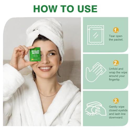 60pcs tea tree oil eyelid wipes  individually wrapped eye lid cleaning wipessoothing for sensitive eyes stay hydrated lid wipe