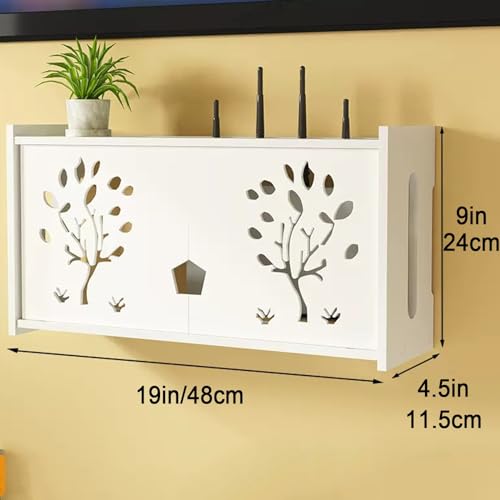 Boîte de rangement Wi-Fi murale décorative au design épuré blanc