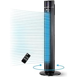 Ventilador Sin Aspas Airis Precio PureMate Ventilador de torre oscilante de 109 cm con purificador de aire y función de aroma, 3 velocidades de ventilador, pantalla LED, temporizador, ventilador de piso portátil sin aspas