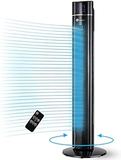 PureMate Tower Fan, 43" Oscillating Tower Fan with Air Purifier & Aroma Function, 3 Cooling Fan Speeds, Large LED Display, 8-Hour Timer, Portable Floor Bladeless Fan for Bedroom Living Rooms Office