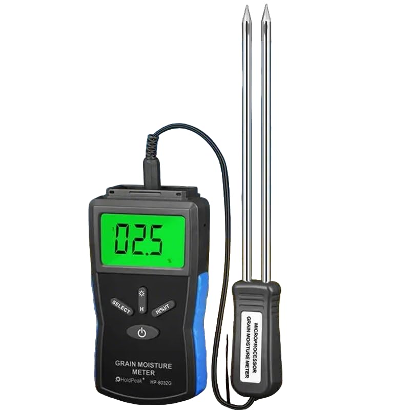 Grain Moisture Meter, LCD Digital Probe Humidity Tester for Moisture & Temperature Measurement of Rice Barley Wheat Feed Corn Bean Peanut Soybean