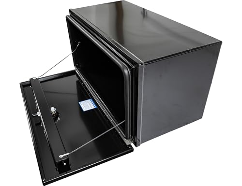 Image of Buyers Products 1706905 Pro Series Underbody Truck Box, 18x18x36 Inch, Gloss Black, 0.125 Inch Smooth Aluminum, 3-Point Locking Drop Door, Bolt-On Hinge, Weather Resistant, No Center Post, Made in USA
