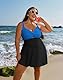 Hanna Nikole Frauen Einteiler Badekleid Spaghetti-Träger Badekleid mit Boyshort Retro Ruched Bauchweg Schwimmkleid Saphirblau 50 Große Größen