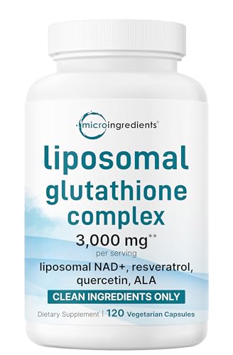 Micro Ingredients Liposomal Reduced Glutathione Complex 3 000mg - 8in1 Advanced Glutathione Supplement with NAD Resveratrol Quercetin Alpha Lipoic Acid & Vitamin C - 120 Vegetarian Caps