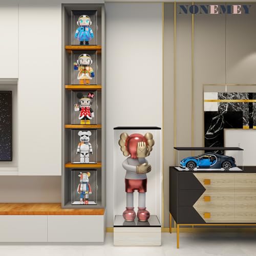 NONEMEY Clear Acrylic Display Case with Remote Control Light for 400% Pop Mart，Dustproof Model Showcase Organizer Box, Display Case for Collectibles (9.8x9.8x13.8inch,25x25x35cm) by NONEMEY - Image 5