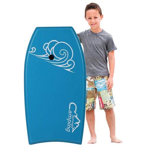 Kcelarec Lightweight Bodyboard With Coiled Wrist Leash,Kids Teens And Adults Surfboards,Perfect Surfing For Sea, Beach, River, Pool ,33-Inch/37-Inch/41-Inch (Blue, 33 Inch) #TOP1