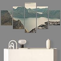 SIGNWIN 5 Panel Canvas Wall Art Modern Art Dramatic Farmhouse/Country Mountain Multicolor Nature Photography for Home Decorations Ready to Hang - 60