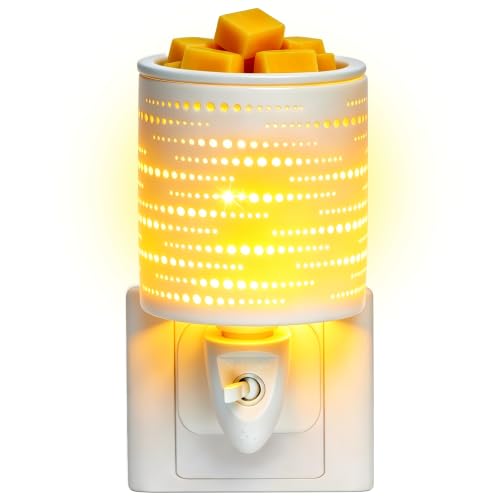 Image of Electric Plug in Wax Melt Burner – UK Wall Socket, Ceramic Oil Burner with Night Light(Star)