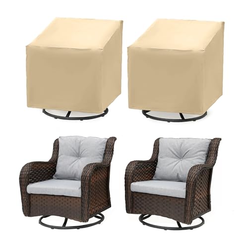 Baner Garden Patio Chair Covers 2 Pack Waterproof 600DHeavy Duty, Beige